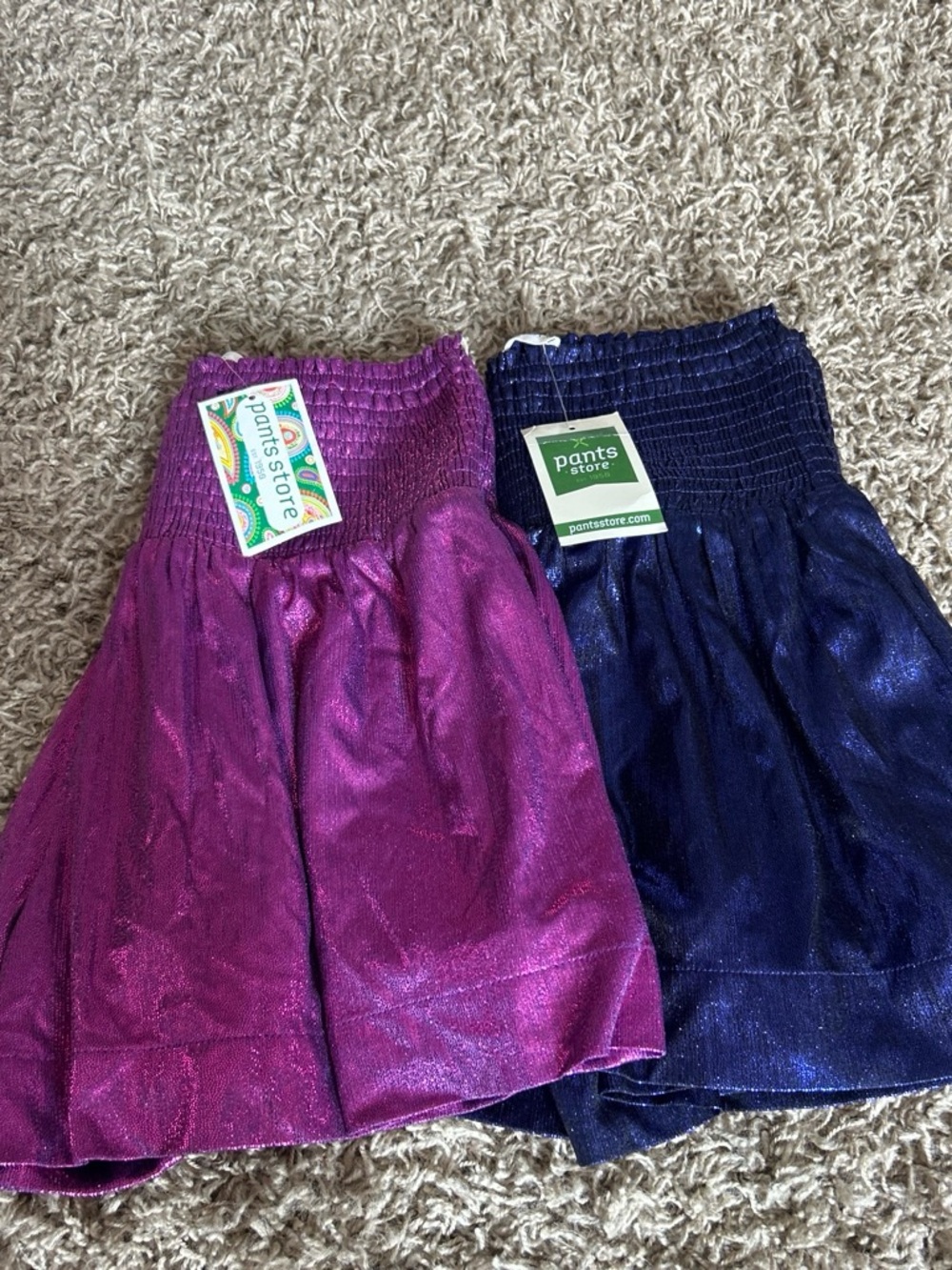 pants store Women High Waist Shimmer Shorts - Purple and Navy